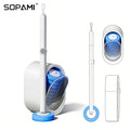 Disposable Toilet Brush Kit - Rotating No-Touch Head For Under-Rim Deep Cleaning