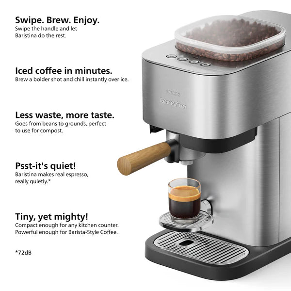 Philips Baristina Plus Automatic Espresso Machine, Stainless Steel
