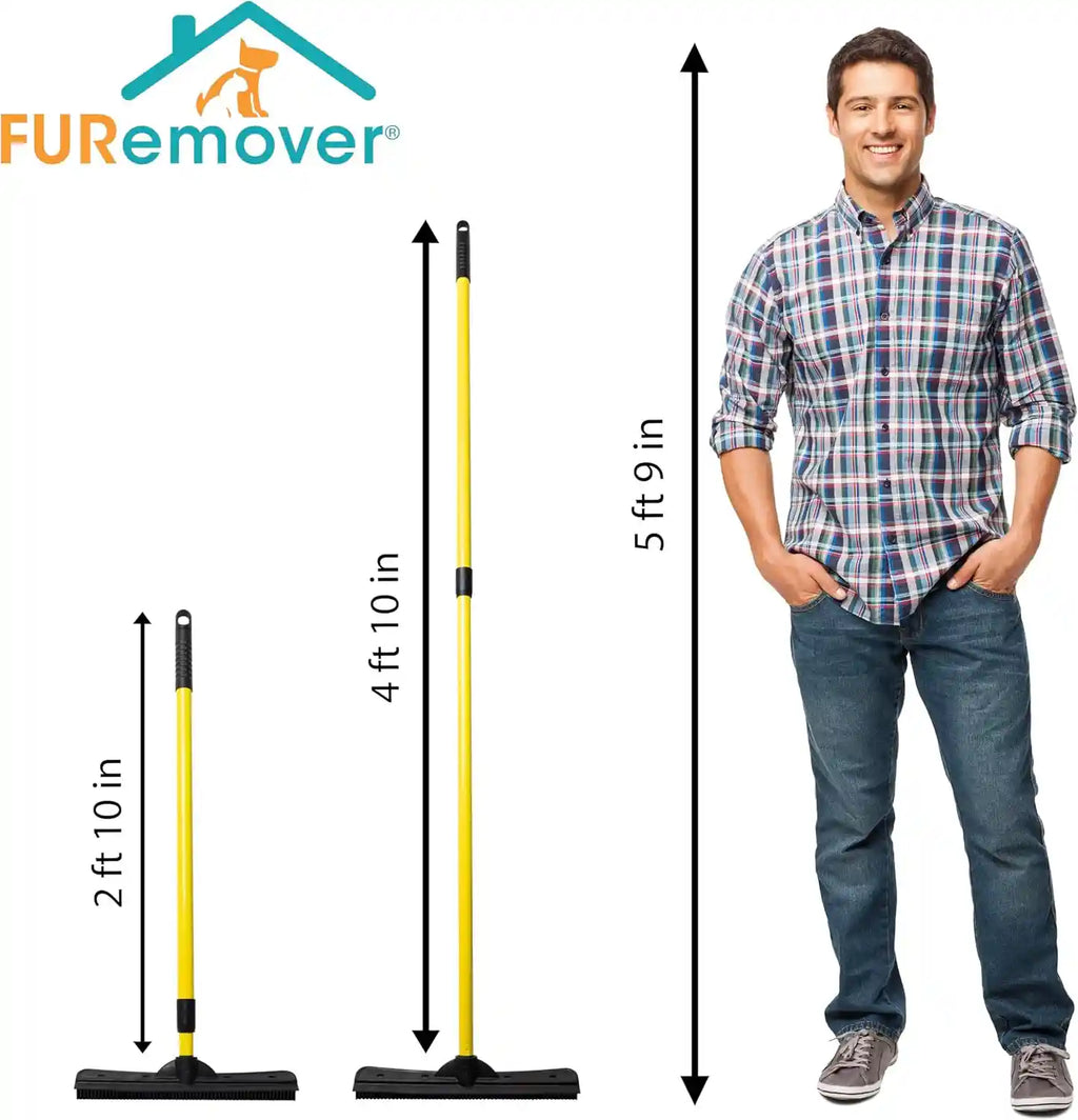 Rubber Pet Hair Broom – Electrostatic Rubber Bristles For Deep Carpet & Floor De-Shedding