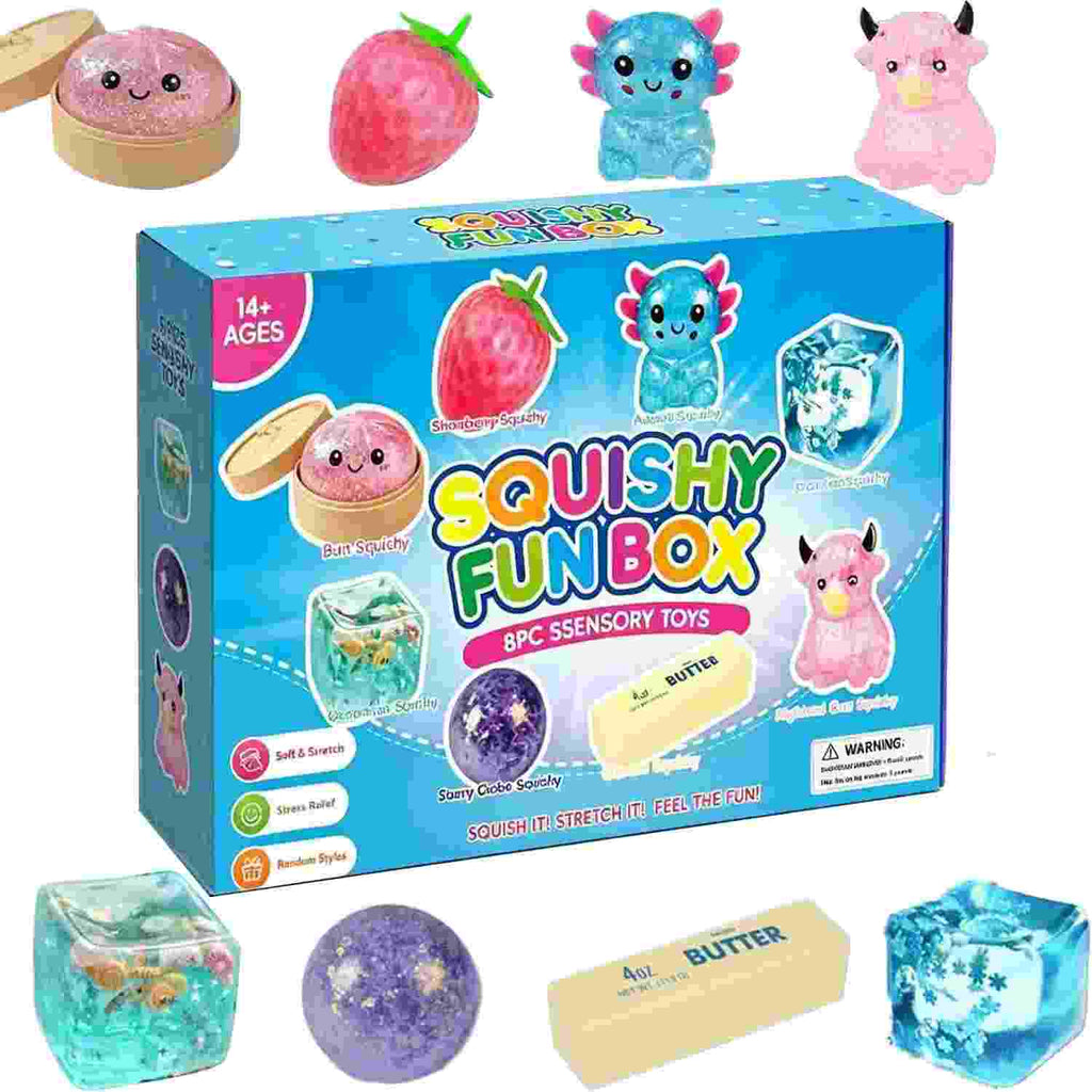 8-Piece Malt Sugar Stress Relief Squishy Box — Turn Stress Into Satisfaction In Seconds