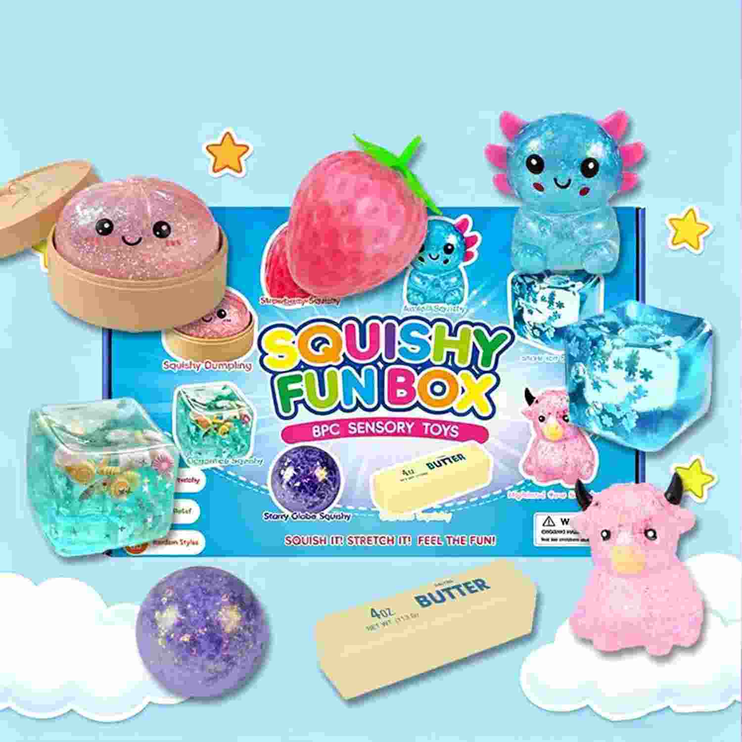 8-Piece Malt Sugar Stress Relief Squishy Box — Turn Stress Into Satisfaction In Seconds
